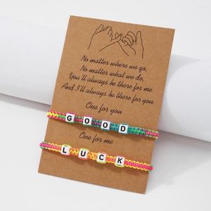 Länk armband charm armband för vänskap 2 st/set handgjorda vävda kärlek pärla armband kvinnor man lycklig önskan kedja par smycken