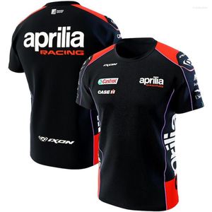 Camisetas masculinas 2023 Terno de ciclismo de corrida de motocicleta Aprilia Rider Preto Esportes de verão Manga curta Grande Top respirável de secagem rápida