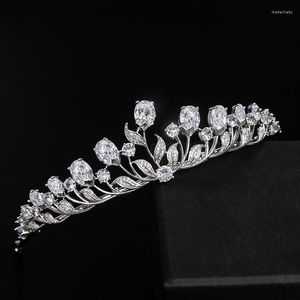 Hårklipp Yysunny Luxury Bridal Tiaras och Crowns for Women Wedding Bride Flower Tiara Hairwear Accessories Prom Jewelry Party Gifts