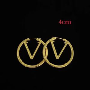 Classic bride Luxury Big Gold Hoop earrings (4cm)for Women Lady orrous girls ear studs set designer jewelry earring Valentine's day gift