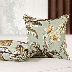 Pillow Embroidered Cover Yellow Green Pillowcase Chinese Style Retro Living Room Sofa Bedroom Home Decoration Throw