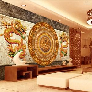 Bakgrundsbilder Anpassad kinesisk stil 3D präglad Dragon hem Industriell dekor Bakgrund Restaurang El Lobby Bedroom Mural