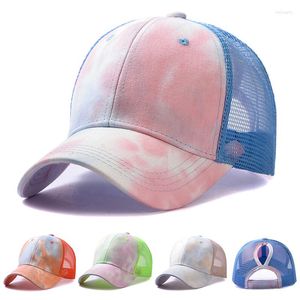 Ball Caps Summer Classics Tie Dye Женщины для хвоста мода хип -стрит, сетчатая шляпа бейсбольная шляпа на открытом воздухе хлопковые шляпы