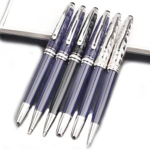 5A Luxury MSK163 Dark Blue Resin Classic Ballpoint Pen Limited Edition Around The World In 80 Days Serial Number1730