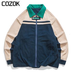 Giacche da uomo Giacca giapponese Varsity Uomo Autunno Harajuku Patchwork Velluto a coste Giacca a vento Cappotti Donna Primavera risvolto Cappotto da baseball oversize 230726