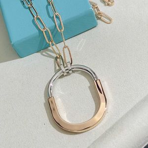 Designer Brand S925 Sterling Silver Necklace Tiffays Lock Rose Gold Platinum Splice with Diamonds Color Separation Electroplated Advanced Sense