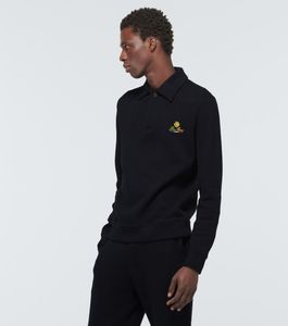 designer polos för män skjorta med logo loro piana hästig långärmad poloströja svart mode höst och vinter toppar