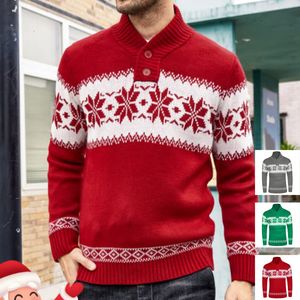 Erkek Sweaters Klasik Kablo Örgü Talif Retro Noel Jakar Sweater Mandarin Yakası Uzun Kollu Sıradan Fermuar Termal Lüks 2023 230726