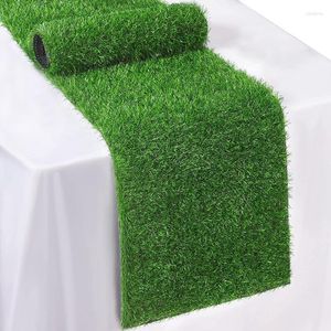 Dekorativa blommor 35 120 cm Artificial Grass Table Runner Tabletop Decor Doormat Mats For Wedding Birthday Party Bankett syntetisk gräsmatta