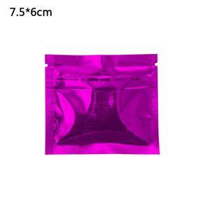 200pcsロット7 5x6cm紫色のジッパートップマイラーフォイルセルフシールパッケージポーチアルミホイルパッケージングバッグカプセルフードストア276w