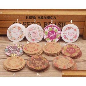 Decorazioni Natalizie Etichetta Regalo 3X3Cm Forma Rotonda 100 Pz Fatti A Mano Con Amore Etichetta Stile Fiore Bianco Marrone Colore Fai Da Te Caramelle Appese Goccia Dhnjw