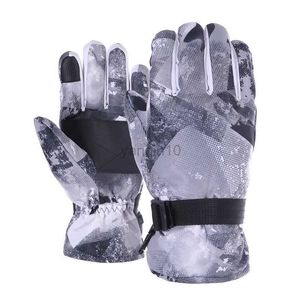 Skihandschuhe Winter-Fleece-Thermo-Skihandschuhe für Erwachsene und Kinder, winddicht, Touchscreen, Skifahren, beheizte Handschuhe, Motorradfahren, Snowboard-Fäustlinge, HKD230727