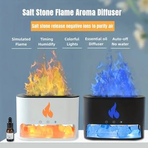 1 st färgglad flam luftfuktare kristallsalt aromaterapi diffusor, ultraljudsolja diffusor, cool dimma luftfuktare för sovrumskontor