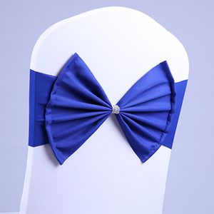 100 st stretchstol Sashes for Wedding Spandex Chair Sashes Bow for Wedding Party Banket Hotel Event Decoration Royal Blue