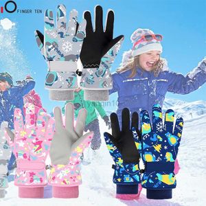 Luvas de esqui para crianças inverno neve luvas de esqui para tempo frio à prova de vento quente esqui snowboard luvas esportivas para meninos meninas transporte direto hkd230727