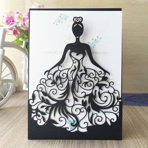 50pcs lazer kesilmiş düğün davetiyesi kartları Invitaciones de Boda De Casamento Düğün Davetiyesi Kartları Princess216v