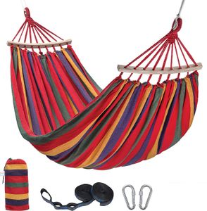 Kamp Mobilya Hammock Açık Kamp Bahçesi Bahçesi Bahçesi Veranda Taşınabilir Hamak Tuval Stripe Hang Yatak Çift Bekar İnsanlar Salıncak 230726