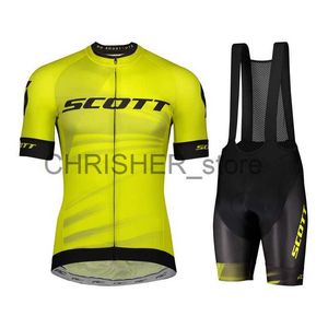 Conjuntos de camisa de ciclismo calções de ciclismo masculino 2023 scott man maillot roupas de verão roupas de bicicleta terno completo bib equipes uniforme l2310