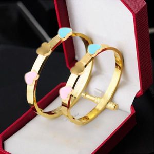 Pulseira de design clássica pulseira de amor masculina e feminina de luxo banhada a ouro 18K joias da moda pulseiras de aço inoxidável saco de presente caixa de cartão