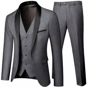 Męskie garnitury Blazers butique Business Business Wedding Groom Suit 3 szt. Zestaw Mężczyzna Slim Fit Plus Size Spodnie Kamizelka 230726