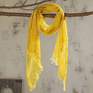 Halsdukar japansk naturlig färg crepe linne vintage stil tunna män kvinnor multicolor unisex sjalar pashmina