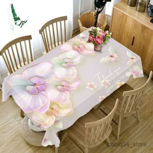 Table Cloth Europe Lotus Tablecloth Green Tropical Plant 3D Flowers Pattern Cloth Wedding Decor Party Table Cover De Table R230727