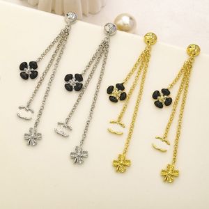 Charm Jewelry Charm Brand Necklace Luxury Long Chain Dangle Eardrop Earrings 2023 Brand Designer Letter flower Earring Statement Ear Stu