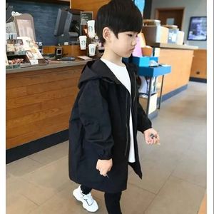 Tench coats Boys Hooded Mid Length Trench Coat 315 Years Toddler Teens Kids Cotton Padded Outerwear Winter Windbreaker with Pockets 230726