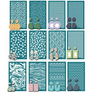 Back New Silkscreen Stencils for Polymer Clay Reusable Silk Screen Print Kit Mesh Transfer Diy Crafts Earring Jewelry