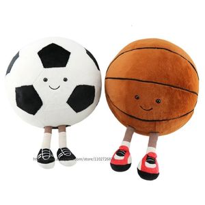 Plush Dolls 23cm Smile Basketball Plush Toy Cute Ball Pillow Car Home Football Doll Smiley Ball Vent Throw Doll Creative Indoor Decor Gift 230726