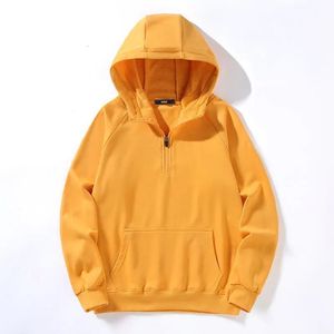 Mens Hoodies Sweatshirts Sonbahar ve Kış Kapşonlu Yarı Fermuar Kazak Erkekler Plus Velvet Avrupa Amerikan Trendi Büyük Boyut Gevşek Çizimler J 230727