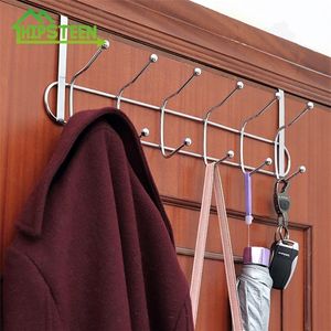 12 Hooks Bathroom Door Hanging Rack Kitchen Hanging Organizer Door Clothes Hanger Hooks Over Door Rack Towel Holder T2004152161