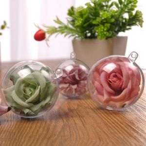 Present Wrap 10st/Lot Transparent Plastic Round Hollow Ball Christmas Tree Window Decation Hanging Wedding Birthday Box