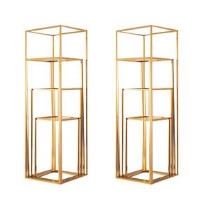 Party Decoration Wedding Arch Gold-Plated Geometric Flower Stand Home Shiny Metal Iron Rectangle Square Frame Backdrop217O