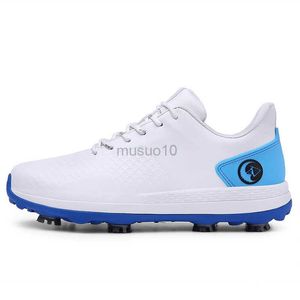 Andere Golfprodukte 2023 Frühling Heißer Verkauf Professionelle wasserdichte Spikes Golf Sneakers Grau und Blau Golftrainer Große Größe Golfschuhe HKD230727