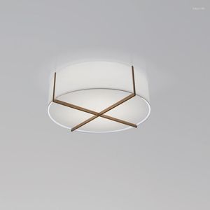 Taklampor modern kinesisk tyg lampskärmslampa nordisk designer stil valnöt hylla studera sovrum