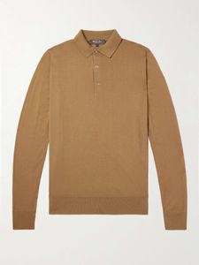 مصمم Men Polos Shirt Loro Piana Long-Sleeved Slim-Fit Wish Virgin Wool Polo قمصان الخريف والفصول الشتوية