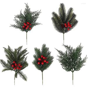 Decorative Flowers Artificial Pine Needles Branches Green Plants DIY Accessories For Garland Wreath Christmas And Home Garden Decor