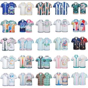 Casablanc camisa 24ss Designer camisas Masao San impressão mens camisa casual mulheres soltas de seda casablacnca camisa de mangas curtas t-shirt de luxo de alta qualidade tees