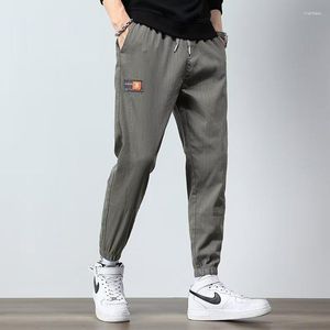 Pantaloni da uomo Moda Cargo Uomo Cotone Autunno Coreano High Street Pantaloni sportivi grigi Pantaloni classici con coulisse in vita