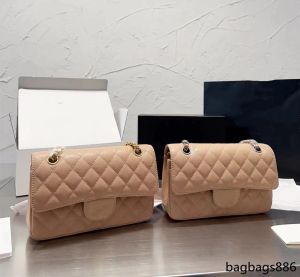 23 cm Big Luxury Brand Classic Flap Bag Caviar Grained Leather Fashion Handväskor CF Womens Purse of Gold Chain Shoulder Bag Cross Body Single Classic Shoulder Bags