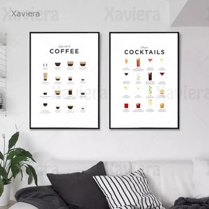 Cocktail och kaffemeny duk målar modern cafébutik affischer väggkonst hem dekoration kök bilder kaffälskare gåva w06