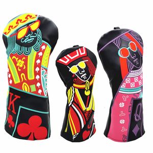 Andra golfprodukter Golf Club Wood Headcovers Driver Fairway Woods Hybrid Cover Golf Club Head Protective Sleeve Character Brodery 230726