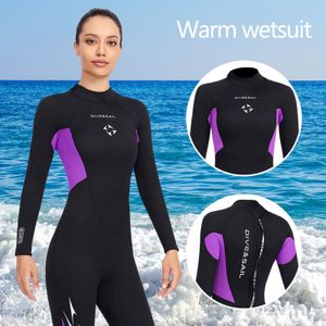 Wetsuits Drysuits 3mm Neoprene Wetsuits Full Body Scuba Diving Suits For Women Snorkling Surfing Swimming Long Sleeve Håll varmen för vattensporter 230727