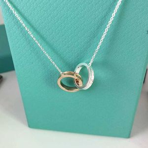 Designer's Brand S925 silver womens circle rose gold 1837 double ring necklace fashionable and versatile personalized simple 4Z15
