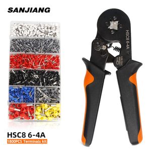 HSC8 6-4 1800PCS Tubular Terminal Crimper kit 0.08-10mm² 25-7AWG Electrical Crimping Pliers alicate crimpador Hand Tools Set