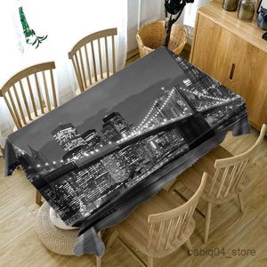 Table Cloth City Night Scene Printing Rectangular Tablecloth for Table Home Decor Waterproof Cloth Tables Cover Picnic R230727