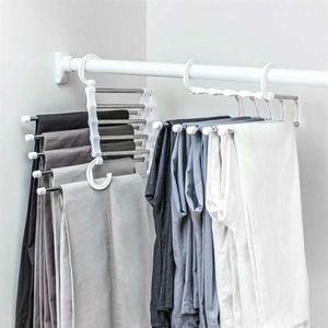 Portable Clothes Hanger Multifunctional Pants Rack Stainless Steel Trousers Holder Clothes Organizer Storage Rod White216o