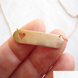 Arts And Crafts 10Pcs- N127 Gold Sier Hollow Out Open Heart Necklaces Simple Bar With Love Tag For Lovers Drop Delivery Home Garden Dhgdw