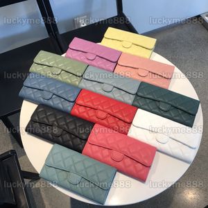 10A Mirror Quality Designers 19cm Womens Long Wallet Real Leather Caviar Card Holder Black Quilted Coin Purse Ladys Credit Card Plånböcker Luxurys Fashion Box Bag